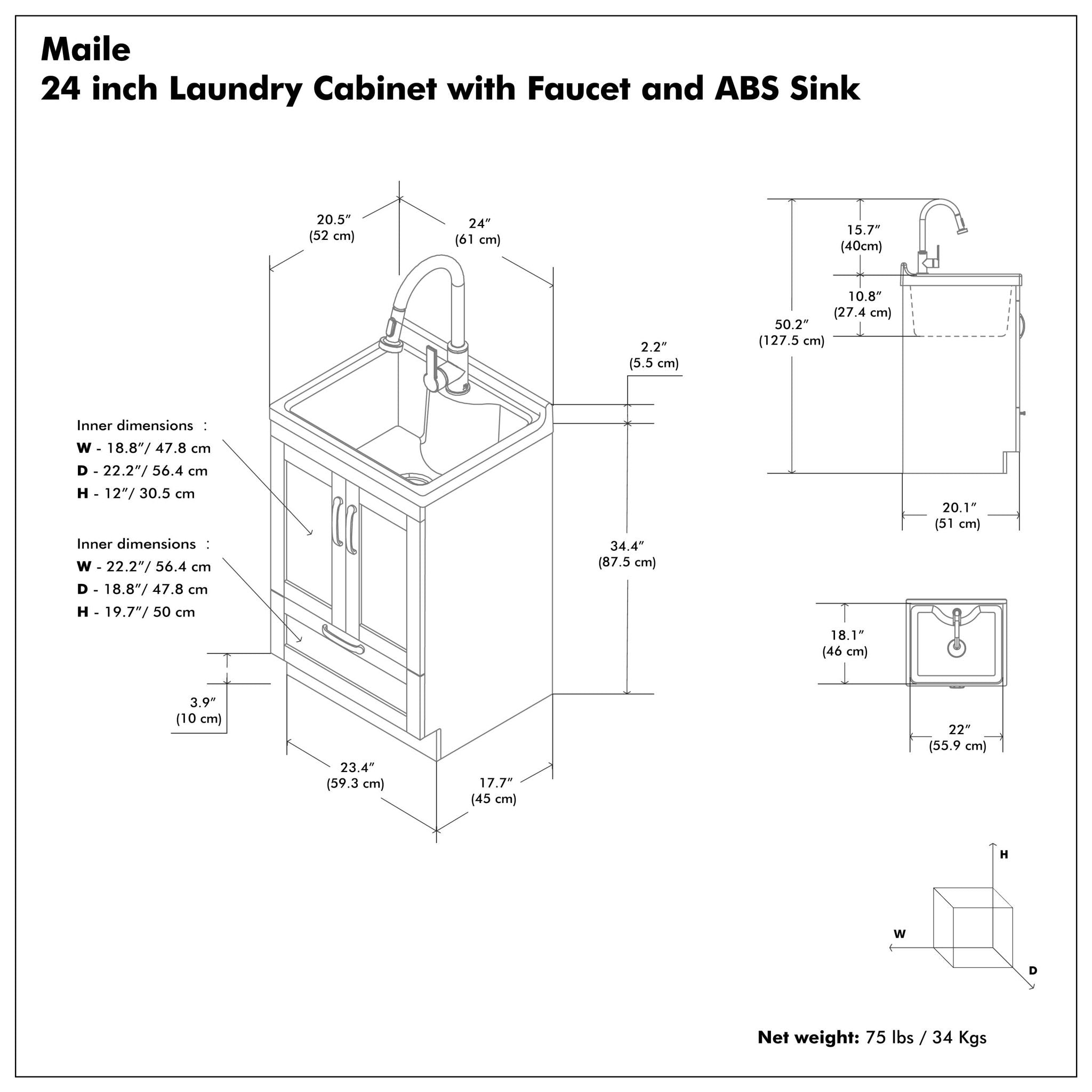 Maile - All-In-One Laundry Utility Sink And Cabinet