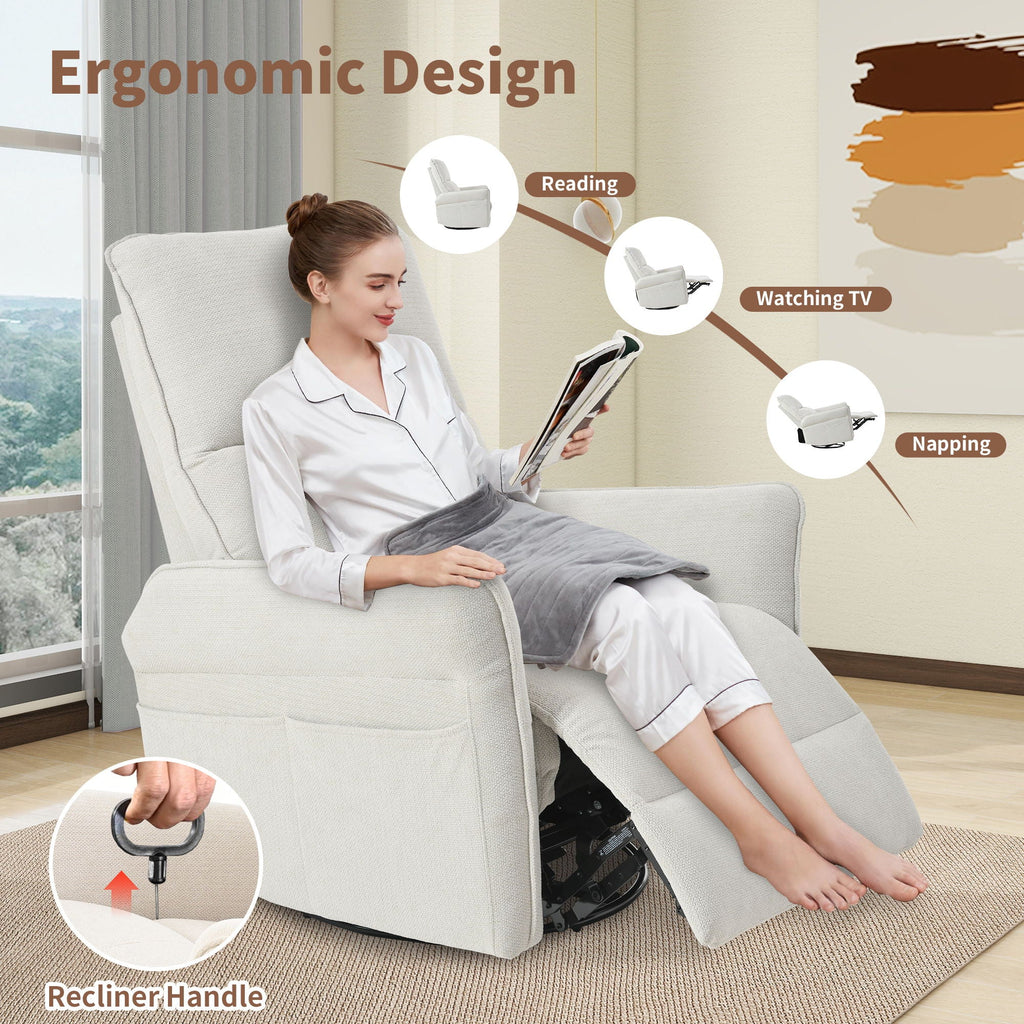 270° Power Swivel Rocker Glider Recliner Chair With USB Ports