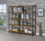 Analiese 63-inch 4-shelf Double Bookshelf Rustic Nutmeg
