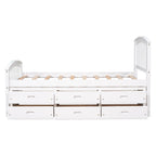 Platform Storage Bed Solid Wood Bed With 6 Drawers