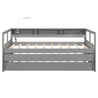 Daybed With 2 Trundles, 3 Storage Cubbies, Built In USB Charging Light