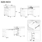 Extendable Dining Table With Folding Top, Rolling Kitchen Island With Drawers And Power Outlet