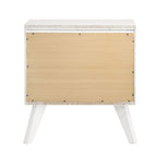 Nightstand With Angled Legs, Round Knobs, Wave Texture, 2 Drawer Bedside Table - White