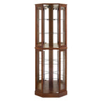 6 Shelf Corner Curio Display Cabinet With Lights, Mirrors And Adjustable Shelves (E26 Light Bulb Not Included)