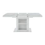 Modern Rectangle Dining Table With Stretchable Top, Storage Cabinet
