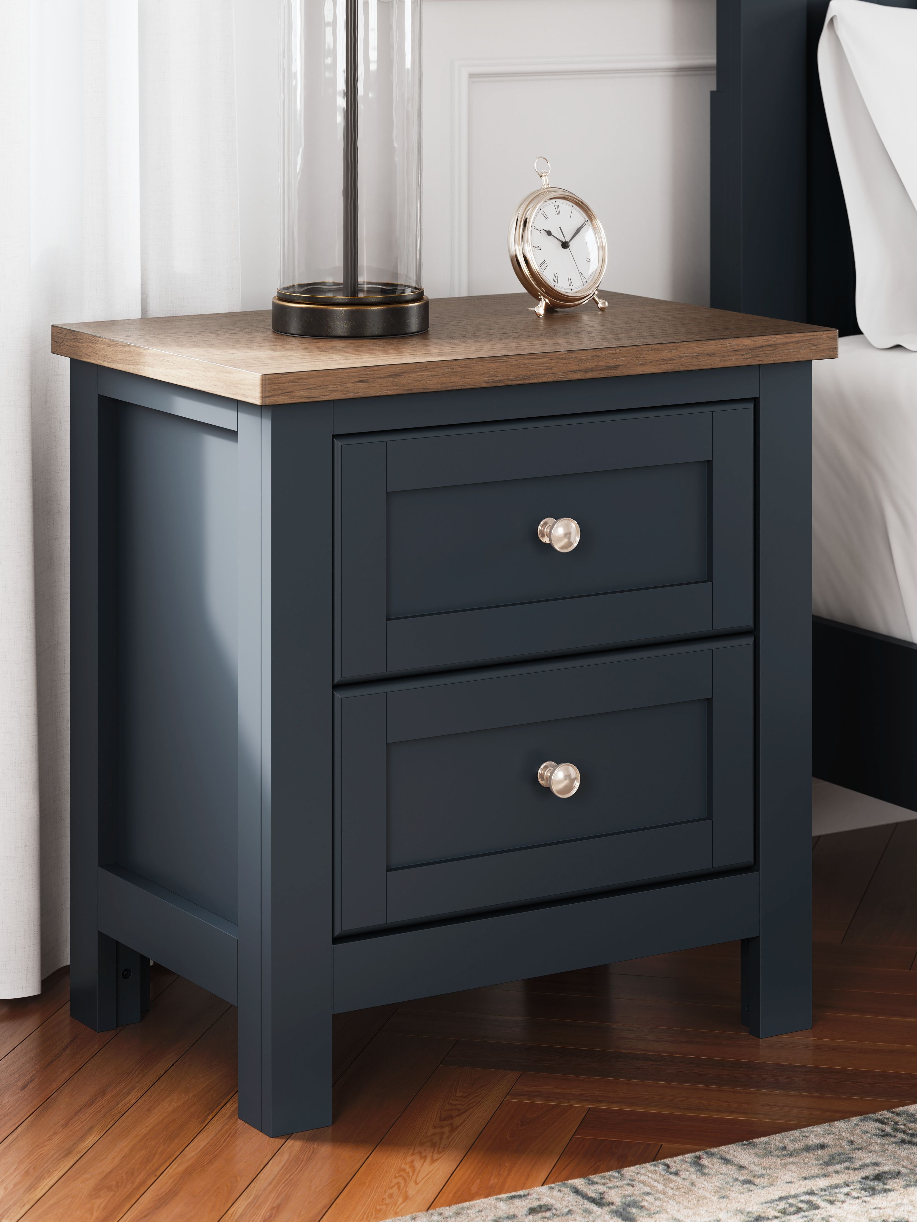 Landocken - Two Drawer Night Stand - Brown / Blue