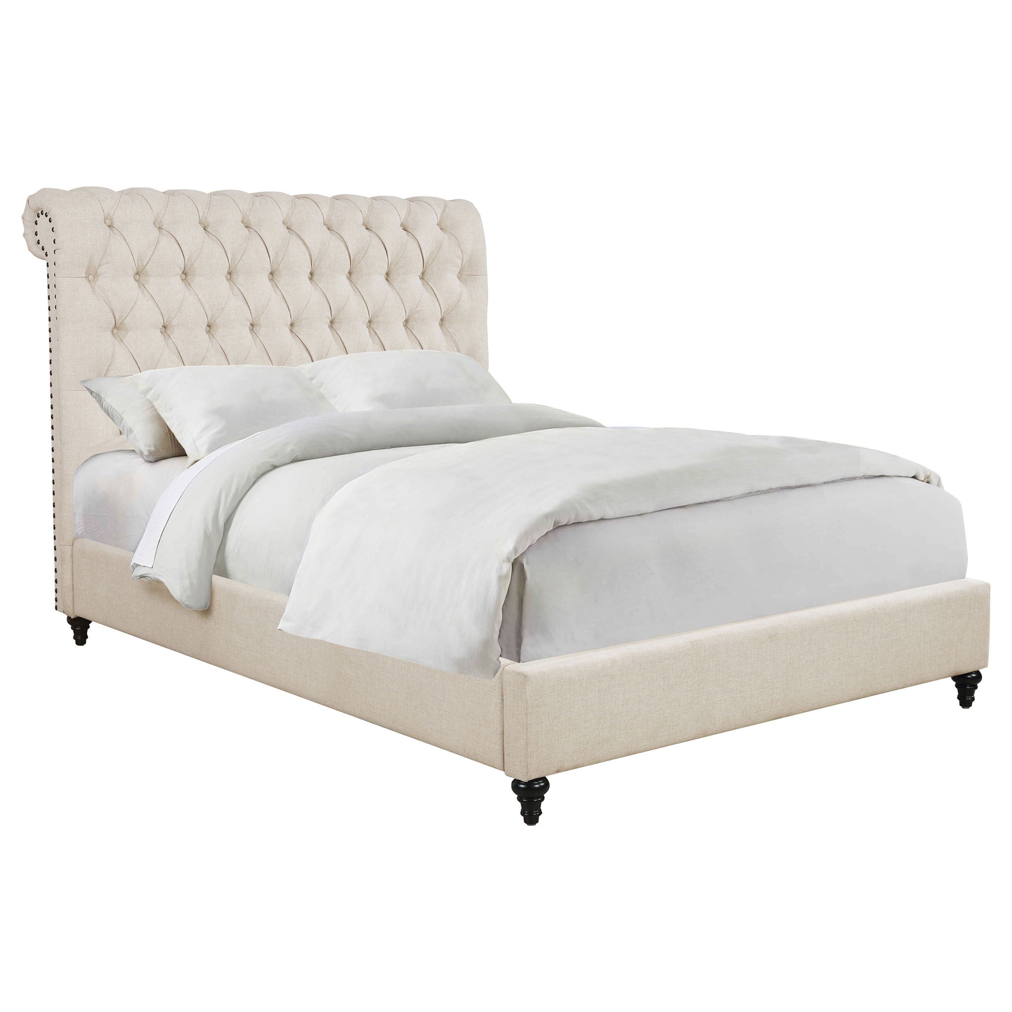 Devon 57-inch Upholstered Queen Panel Bed Beige