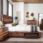 Winslow Wood Queen Storage Panel Bed Smokey Walnut