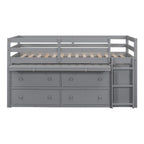Loft Bed With Retractable Writing Desk And 4 Drawers, With Lateral Portable Desk And Shelves