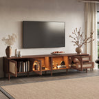 TV Stand For TVs Up To 90", Media Console With App Controlled LED Lights, 2 Drawers & Door Storage - Dark Brown