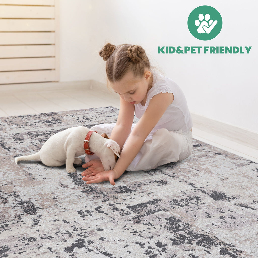 Payas - 6' X 9' Abstract Area Rug - Cream / Brown
