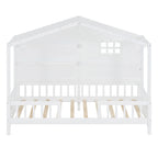 House Bed With Shelves, Window And Sparkling Light Strip On The Roof
