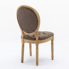 French Style Solid Wood Frame Antique Painting, Hand-Pulled Buckle Decoration Artificial Dining Chair With Nailhead Trim, Wood Legs
