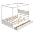 Canopy Platform Bed With Drawers, Support Slats, No Box Spring Needed