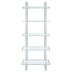 Hartford 79-inch 5-shelf Glass Bookshelf Chrome
