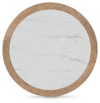Camdill - Round Cocktail Table - Light Brown / White