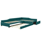 Upholstered Double Daybed With Trundle And Drawer