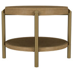 Arini Round End Side Table With Storage Shelf Sand Wash