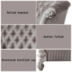 Versailles - Sofa With 7 Pillows - Ivory Fabric & Bone White