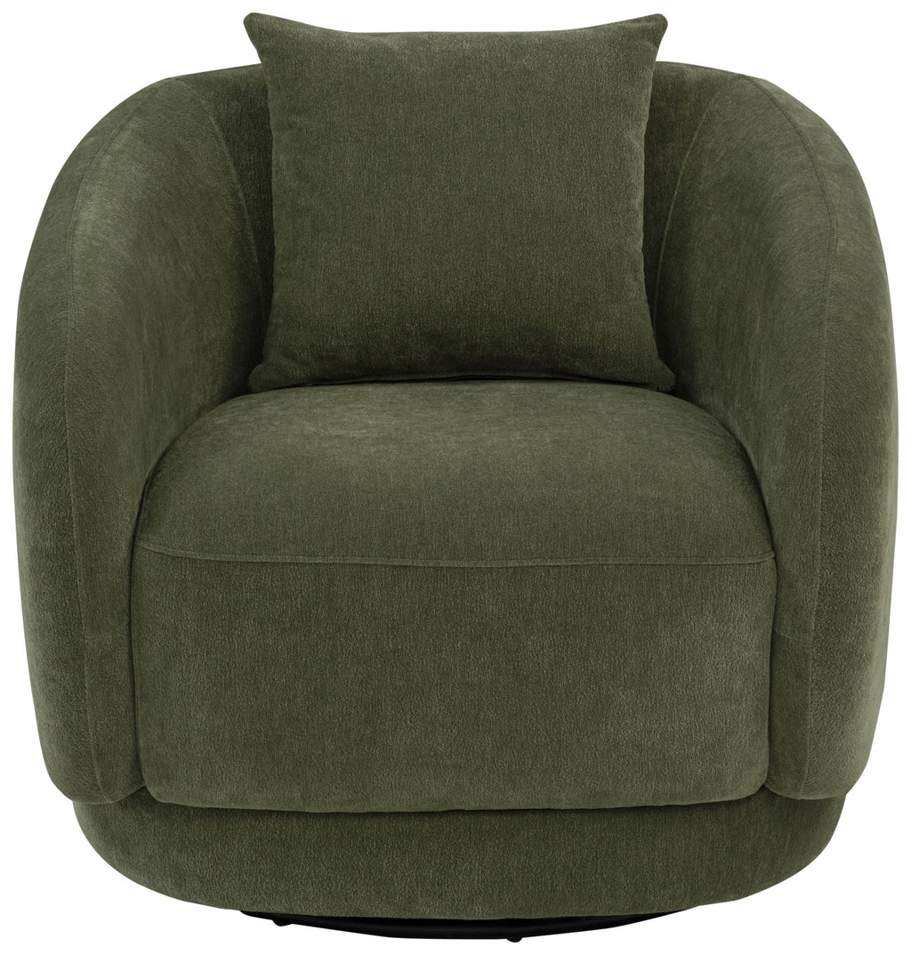 Arnaud Chenille Upholstered Swivel Accent Chair Green