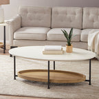 Oval Coffee Table - White / Natural
