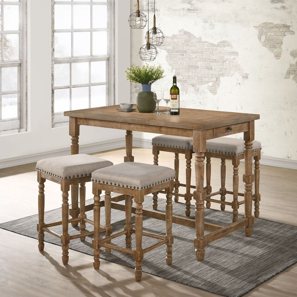 Farsiris - Counter Height Table - Weathered Oak