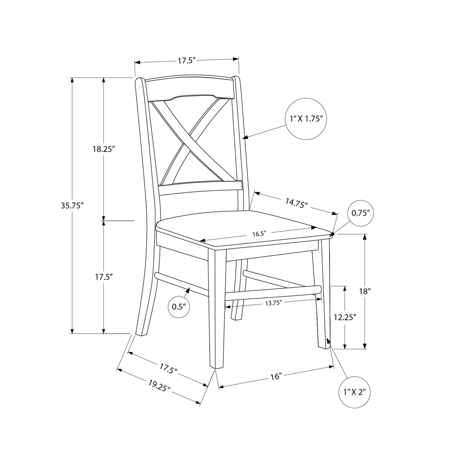 Dining Chair, Side, Dining Room, Transitional (Set of 2)