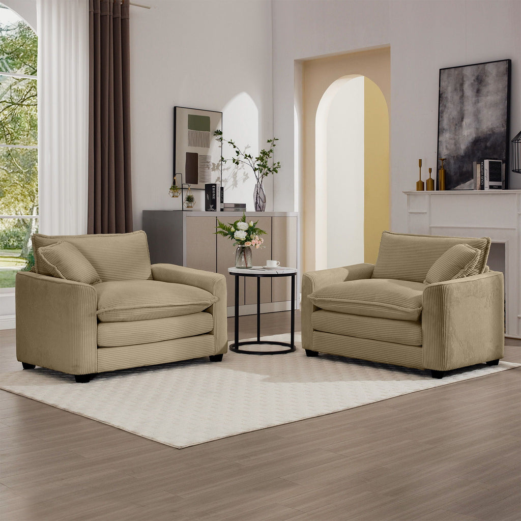 Modern Classic Fabric Single Chair Deep Seat Sofa With Pillow