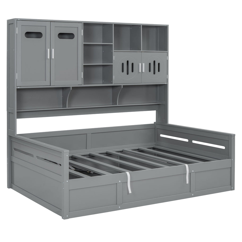 Daybed With All-In-One Cabinet And Shelf