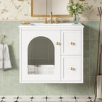 Wall-Mounted Bathroom Vanity Set With Sink, 2 Drawers And Soft-Close Door
