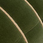 Edward - Round Upholstered Ottoman With Bullion Fringe - Olive Green