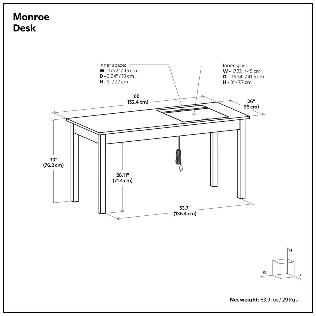 Monroe - Desk - Distressed Charcoal Brown