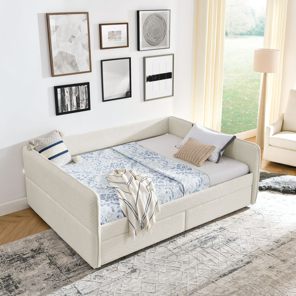 Upholstered Daybed & 2 Drawers
