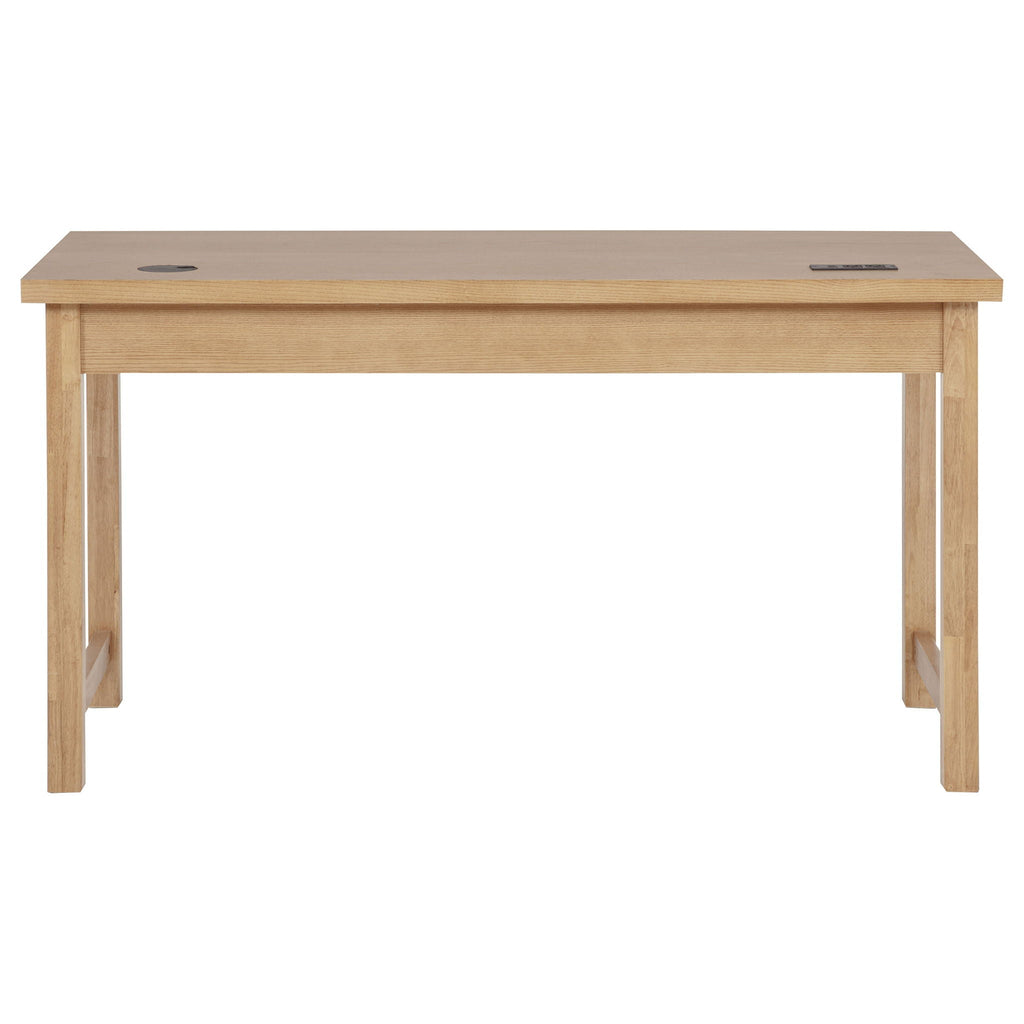 Vermes 55-inch 3-drawer Writing Desk with Power Outlet Light Ash