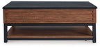 Kallari - Lift Top Cocktail Table - Warm Brown / Black
