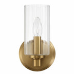 Jardin - Single Light Wall Sconce With Clear Ribbed Satin - Clear / Gold