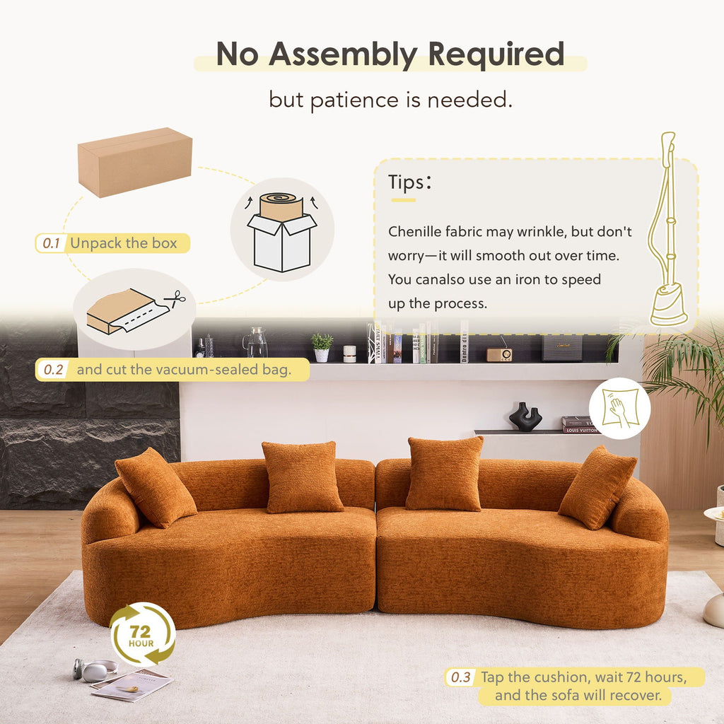 4 Seater Sofa With Fabric, 30D, 60 Hardness Full Sponge, 4 Pillow For Living Room, Home Furniture Sleeper Sectional Sofa For Apartment