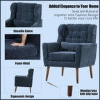 Modern Accent Chair, Arm Chairs For Living Room, Upholstered Mordern Armchair, Comfy Soft Padded Lounge Chair In Small Space, Bedroom, With Pillow, Solid Wood Leg