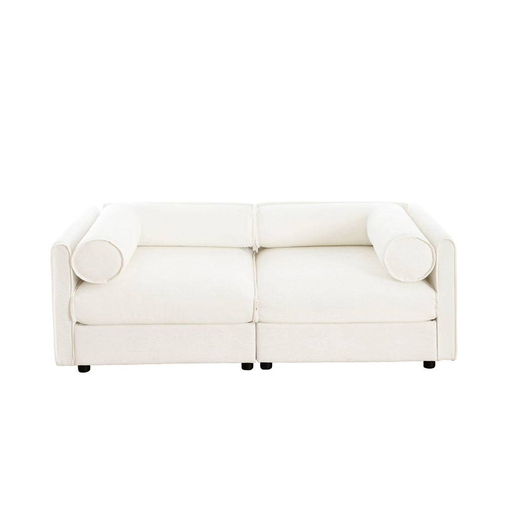 Stylish Sofa With Storage Seat And Cylindrical Backrest