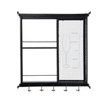Floating Wine Bar Shelf With Glass Holder And Display Shelves - Black