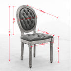 French Style Solid Wood Frame Antique Painting, Hand-Pulled Buckle Decoration Artificial Dining Chair With Nailhead Trim, Wood Legs