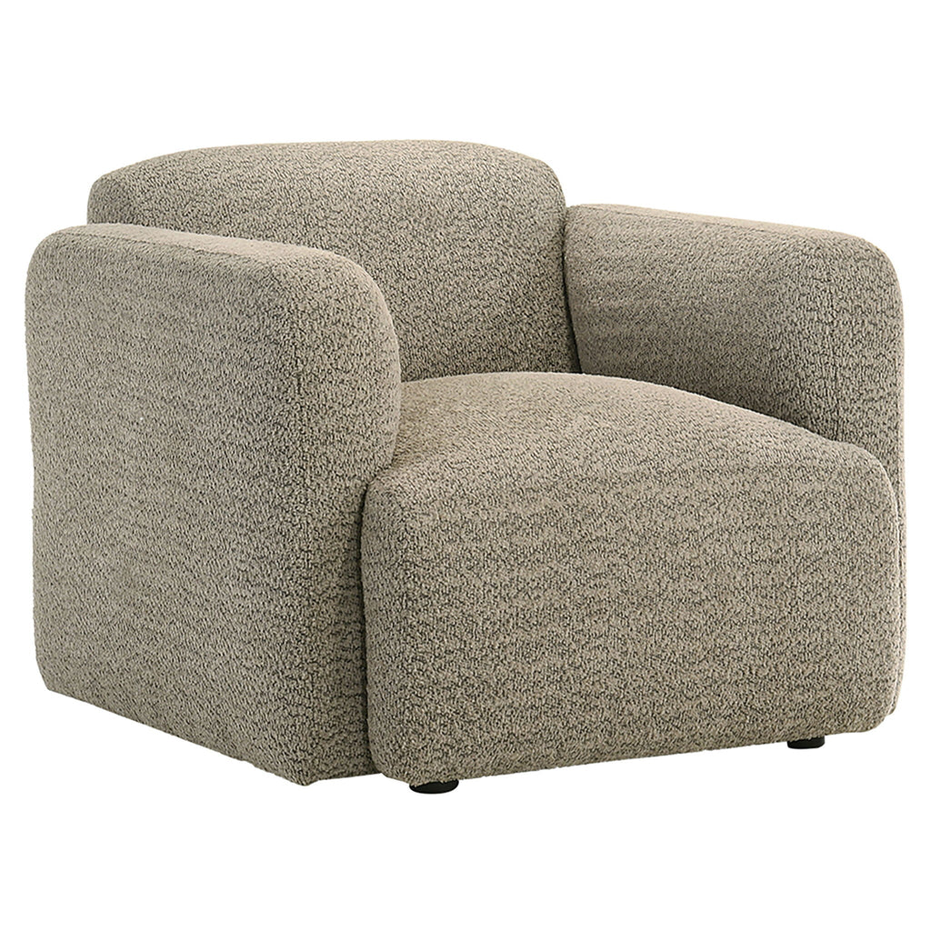 Dorset Fabric Upholstered Round Track Arm Accent Chair Brown