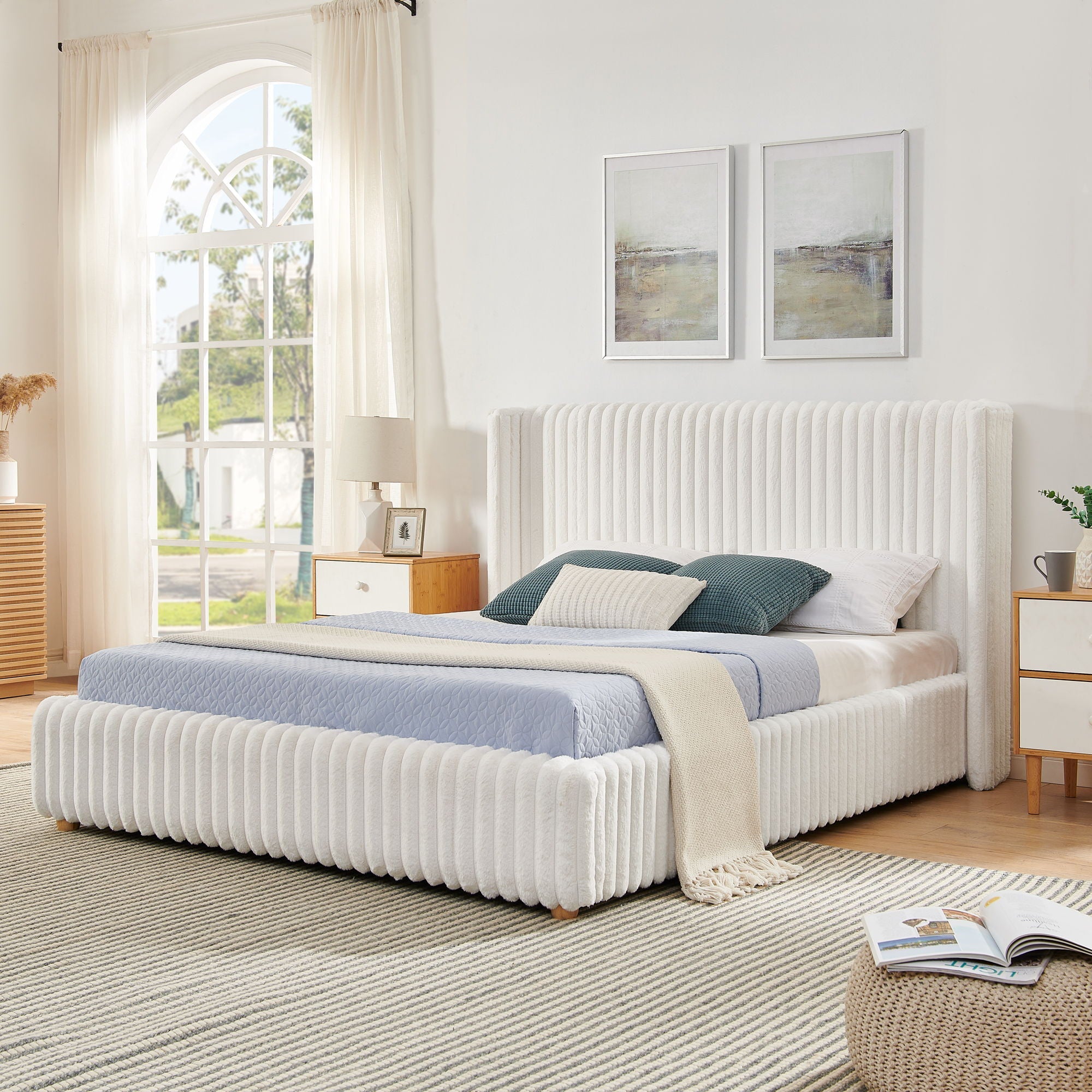 Functional Vertical Striped Bed With Gas Lift Storage