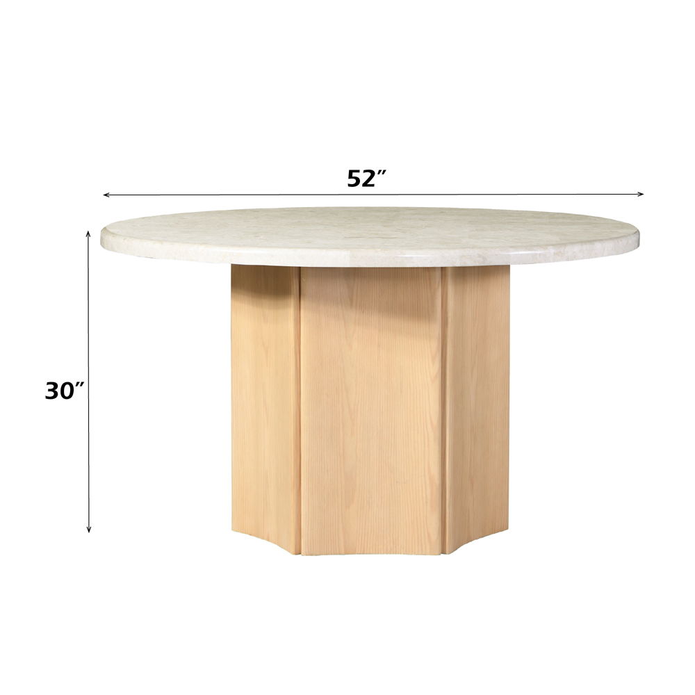 Adalynn - Round Dining Table With Marble Top - White & Weathered Gray Oak
