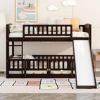 Low Bunk Bed With Slide, Fence And Ladder