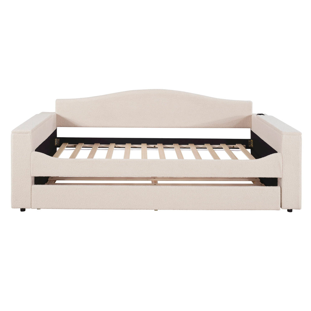 Upholstered Daybed With Storage Armrests, Trundle And Latest Integrated tooth Audio System