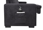 Toby - Woven Fabric Reversible Sleeper Sectional Sofa With Storage Chaise Cup Holder Charging Ports And Pockets