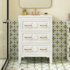 Bathroom Vanity With Sink, Free Standing Single Set, 3 Drawer Storage Cabinet