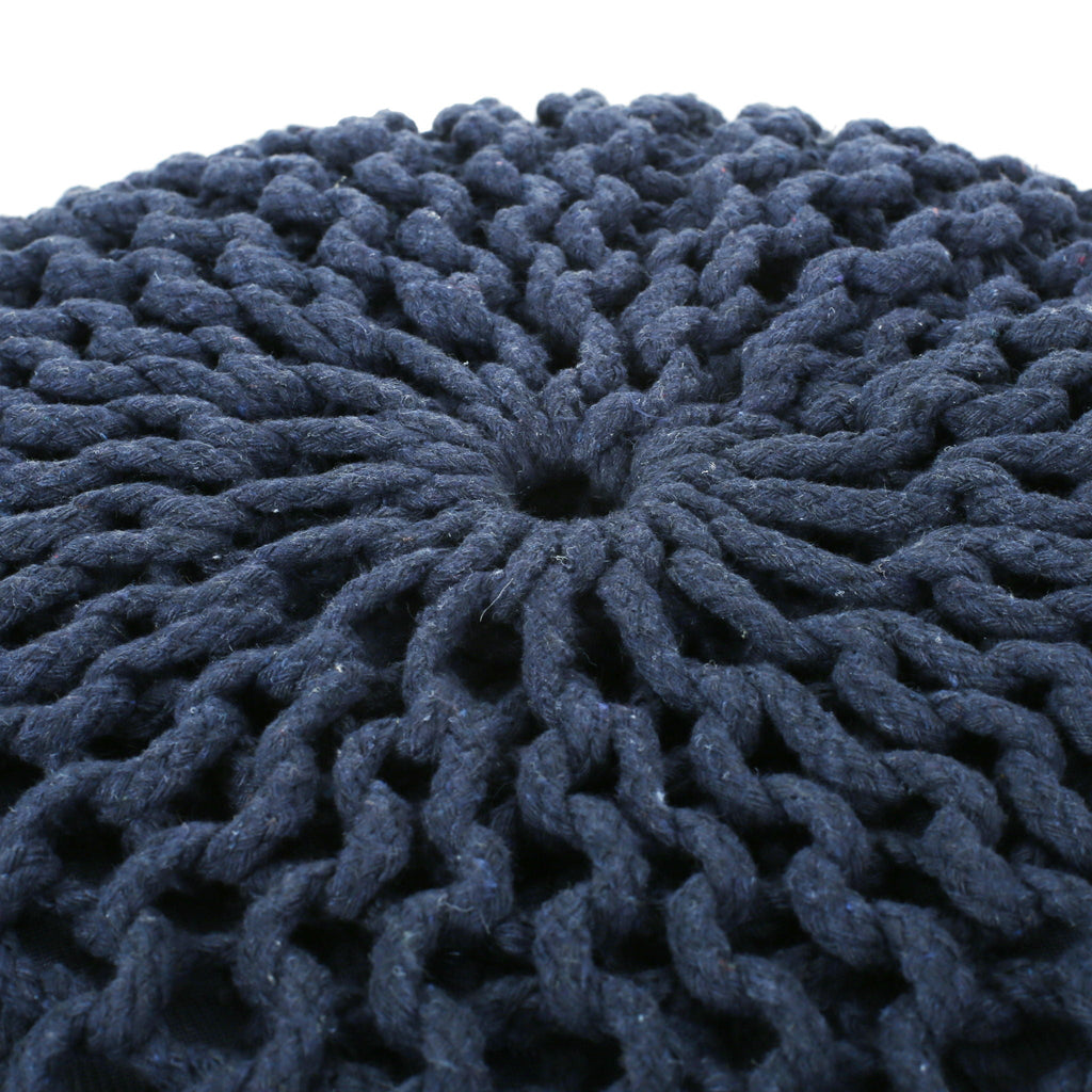 Bordeaux - Knitted Round Pouf Ottoman, Floor Cushion