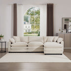 Modern Oversized Modular Cushion Sofa With Ottoman, Low Back, Deep Seating Sofa Set